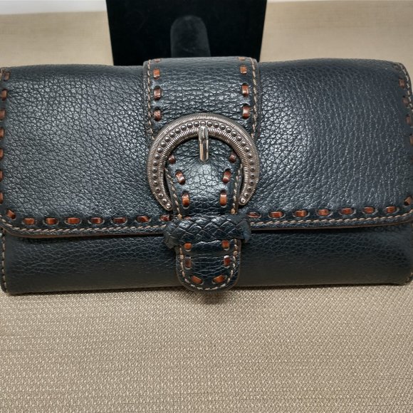 BRIGHTON BLACK PEBBLE LEATHER TRIFOLD WALLET - Picture 2 of 9